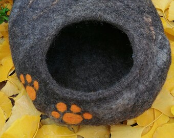 Katzenhöhle fest gefilzt, 42cmX30cm, gefilzter stabiler Katzenkorb, Schlafplatz fürs Haustier, KatzenBett