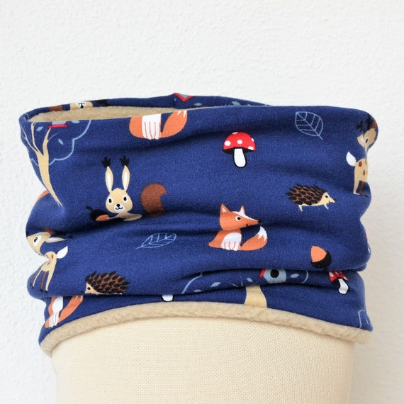 Loop Scarf BearLike Fox Foxes Winter Forest Animals Orange Blue Beanie hat suitable in the shop Juna Kids Fashion Loop Cloth Scarf