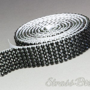 selbstklebendes MESH JET 6reihig 2cm Strassband SS08 Schwarz/black