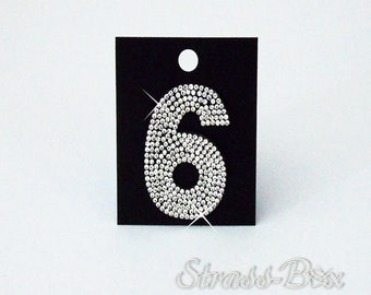 Hotfix Chaton Numbers / 6 / Glitter Iron-On Patches Crystal