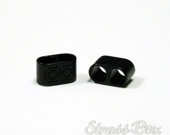 CORD CLOSURE Cord stopper Metal 2 holes Color matte black Piece selectable