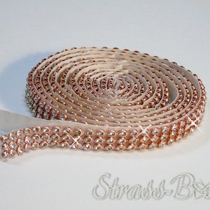 selbstklebendes MESH ROSEGOLD / CRYSTAL 3reihig 1cm Strassband SS08