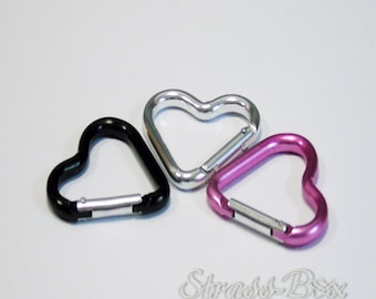 Carbine heart / key ring color selectable black, silver, pink