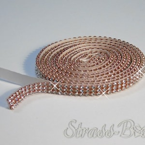 selbstklebendes MESH ROSEGOLD / CRYSTAL 3reihig 7mm Strassband SS06