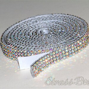 selbstklebendes MESH CRYSTAL AB 4reihig 1cm Strassband SS06 Irisierend