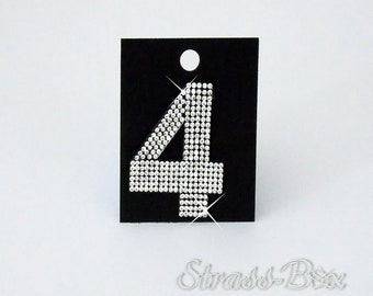 Hotfix Chaton Numbers / 4 / Glitter Iron-On Patches Crystal