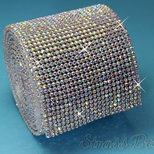 Hotfix MESH CRYSTAL AB 24reihig 55mm  Strassband SS6 Irisierend