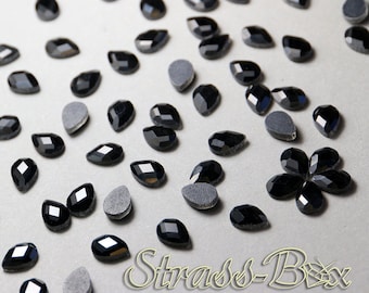 DROPS 7 x 10 mm JET Hotfix Strass Noir Noir Noir Noir