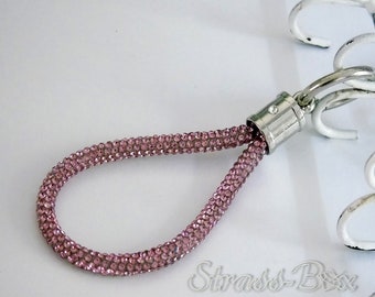 Keyring ROSE in LOOP 20cm / Rhinestone rope