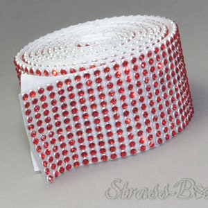 selbstkleb. MESH LIGHT SIAM 12reihig 39mm Strassband SS08 rot