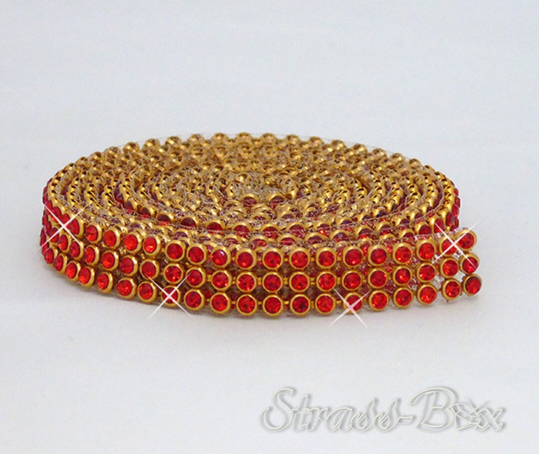 Hotfix MESH SIAM GOLD 3-row 1cm Rhinestone Ribbon SS08 - Etsy