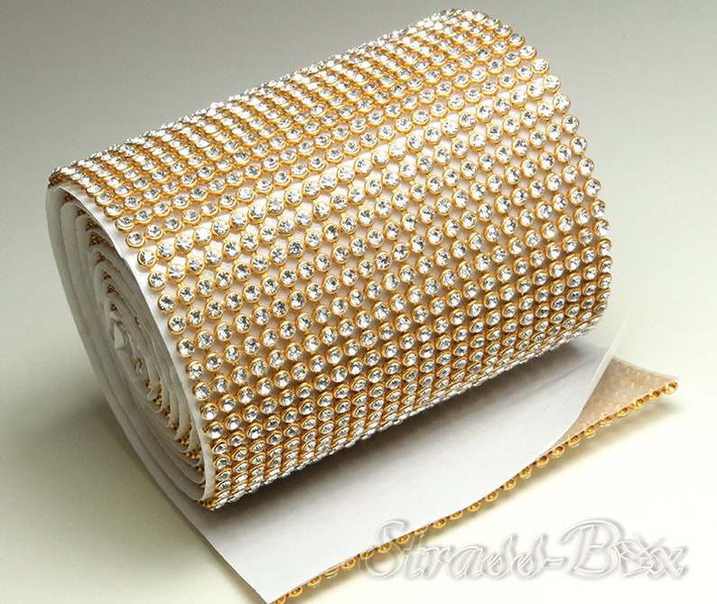 selbstklebendes MESH CRYSTAL/GOLD 24reihig 78mm Strassband SS08 Bild 1