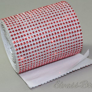 self-adhesive MESH LIGHT SIAM 24 rows 78mm rhinestone ribbon SS08 red