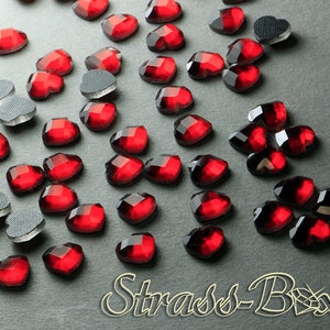 HEART 8mm Light SIAM Hotfix Rhinestones Red