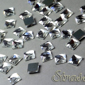 Strass CUADRADO 10 x 10 mm CRISTAL Hotfix Transparente imagen 2