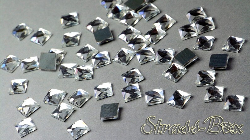 Strass CUADRADO 10 x 10 mm CRISTAL Hotfix Transparente imagen 2