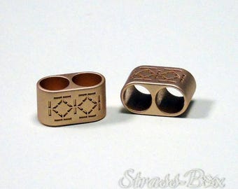 CORD CLOSURE / Metal Cord Stopper 2 Holes Color Rose Gold Piece selectable