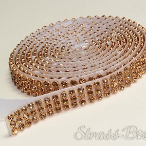 selbstklebendes MESH LIGHT Colorado TOPAZ 3reihig 1cm Strassband SS08 Gold