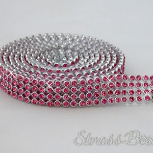 Hotfix MESH ROSE 4-row 13mm Rhinestone Band SS08 Pink