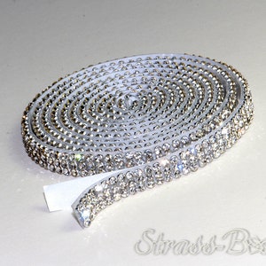 nastro autoadesivo MESH CRYSTAL 3 file di strass da 7 mm SS06 Trasparente