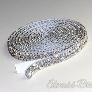 self-adhesive MESH CRYSTAL 3 rows 7mm rhinestone ribbon SS06 clear