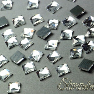 SQUARE 10x10mm CRYSTAL Hotfix Rhinestones Clear image 3