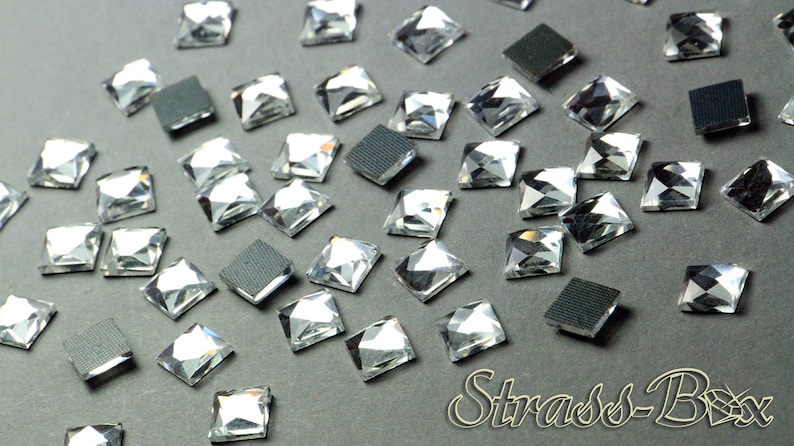 Strass CUADRADO 10 x 10 mm CRISTAL Hotfix Transparente imagen 3