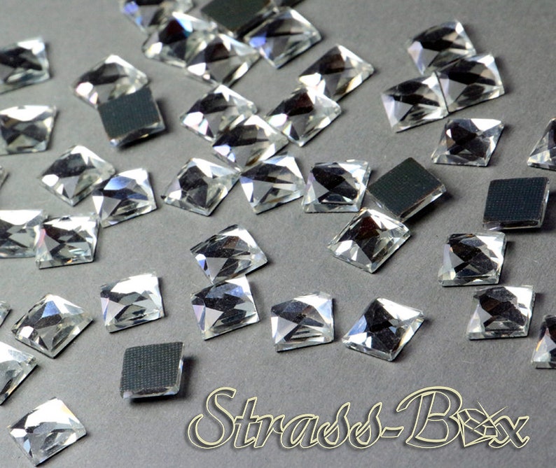 Strass CUADRADO 10 x 10 mm CRISTAL Hotfix Transparente imagen 1