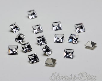 SQUARE Chaton 6 mm CRYSTAL / clear glass Rhinestones