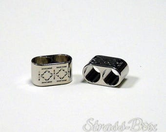 CORD CLOSURE Cord Stopper Metal 2 Holes Color Silver Shiny Piece selectable