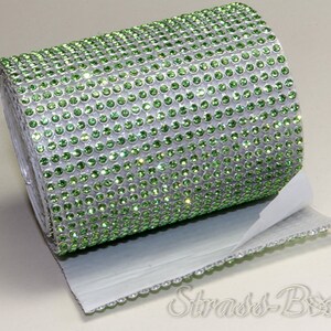 selbstkleb. MESH LIGHT PERIDOT 24reihig 78mm Strassband SS08 hellgrün