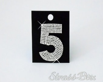 Hotfix Chaton Numbers / 5 / Glitter Iron-On Patches Crystal