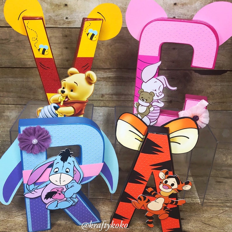 Winnie the Pooh Name Letters for Kids Room Nursery Wall Etsy
