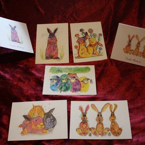 Limited Happy Card Bundle "Easter": 5 postcards DIN A6 white on the back and 2 folding cards 10.7 x 13.8 cm