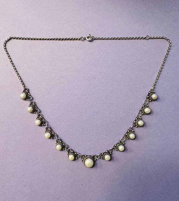 echte Perlen Halskette 925 Sterling Silber Vintage
