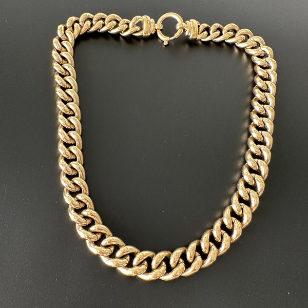 Designer Qualität Halskette Vintage 1980s vergoldete Gliederkette Collier Kette, 95 Gramm schwer