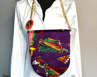 Bolso bandolera de alta costura GIANNI VERSACE vintage de los años 80, diseño Priest, original y poco común.