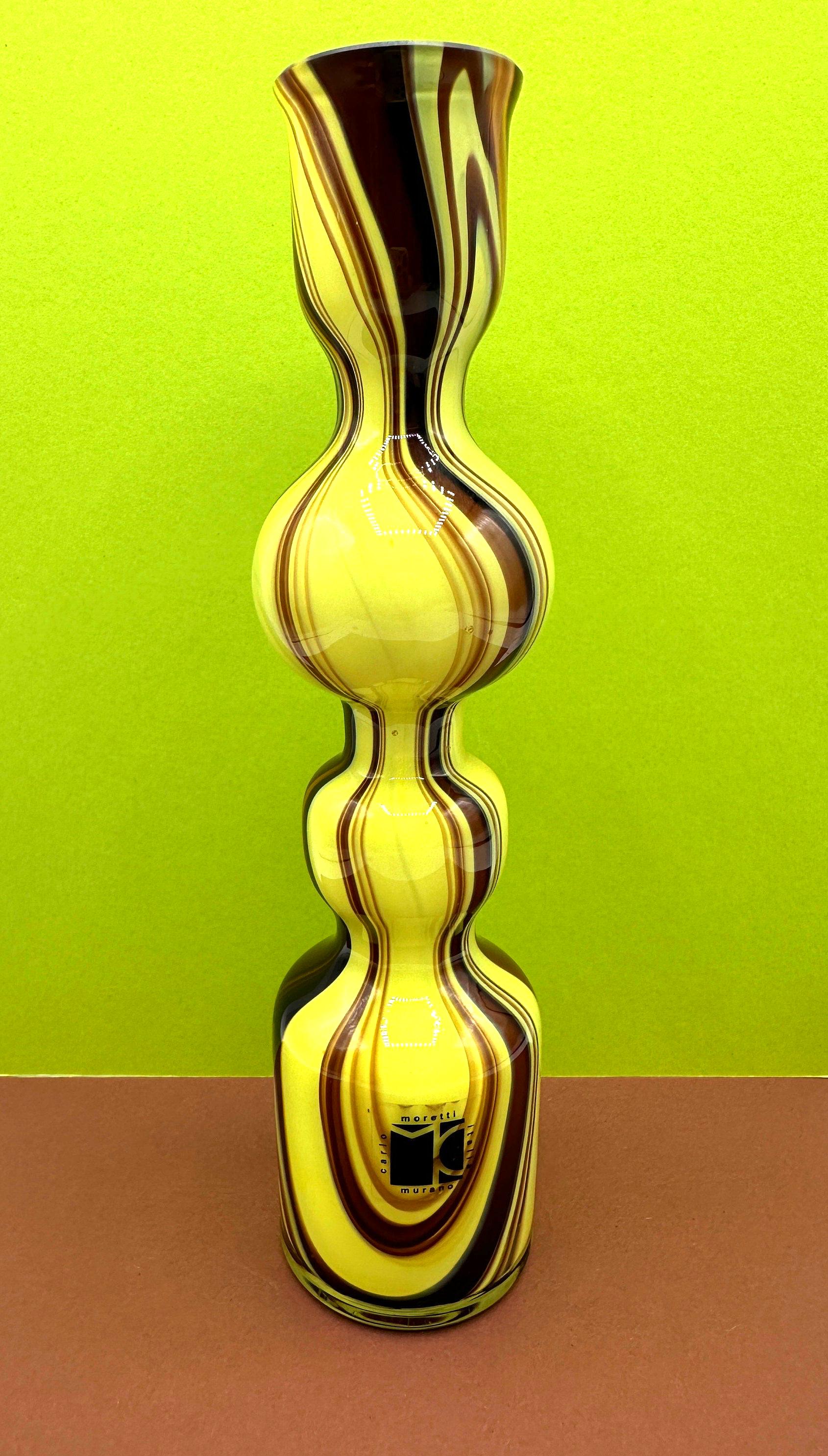 Carlo Moretti カルロモレッティ　ムラーノガラス　花瓶　新品 ムラーノガラスの花瓶 ヴィンテージ カルロ・モレッティ イタリア製