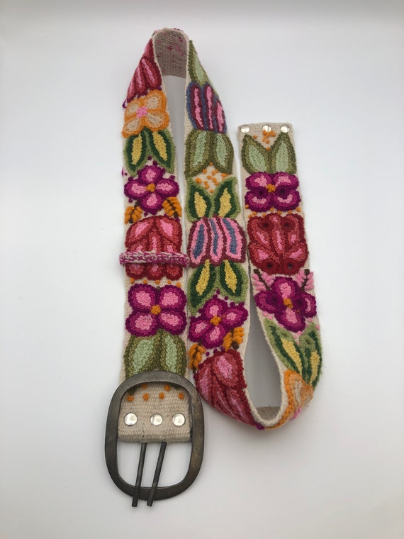 Handmade hippie belt in wool cotton with matching 