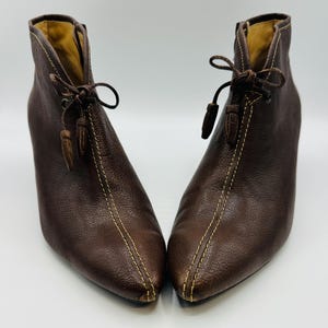 Vintage leren enkellaarsjes laarsjes bruine veterlaarzen dames enkellaarsjes schoenen, kleine hak, merk Lloyd voor herfst en winter
