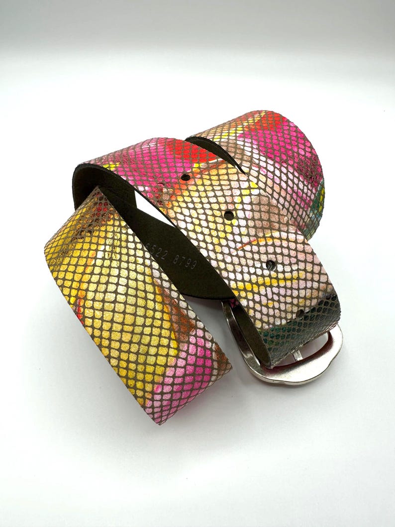 Colorful genuine leather women's belt, made in Germany, very good quality, can be closed at lengths of 82 - 84 - 87 - 89 - 91 - 94 cm. image 10