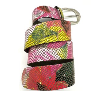 Colorful genuine leather women's belt, made in Germany, very good quality, can be closed at lengths of 82 - 84 - 87 - 89 - 91 - 94 cm. image 3