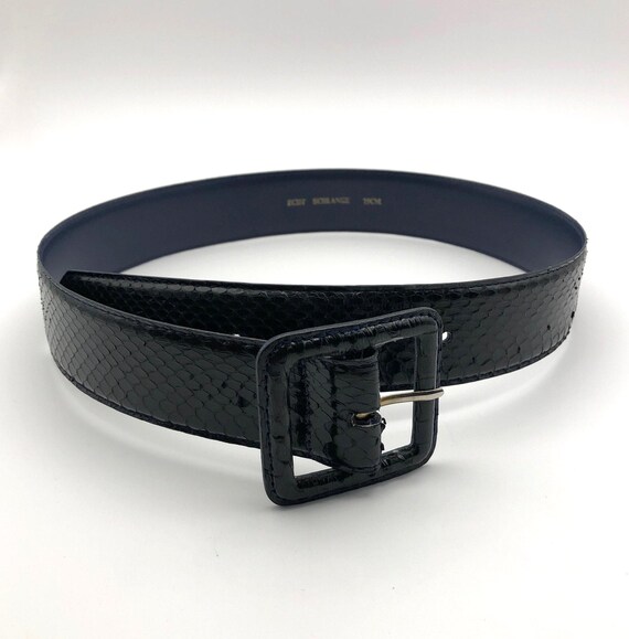 Vintage Snakeskin Belt Black Genuine Snake Leather Ladies XS  display picture 1