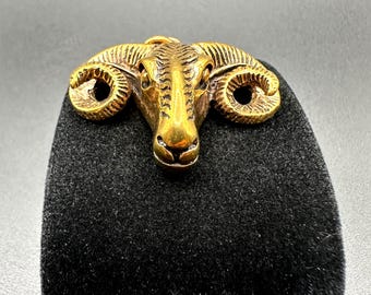 Massive Ram Pendant Vintage Silversmith Craft Ram Head Made of