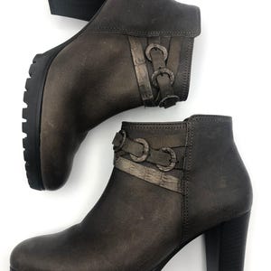 Damen Leder Stiefeletten hochwertige braune Vintage echt Leder Stiefel Bootie Schuhe Boots