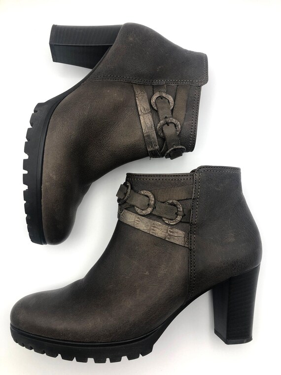 Damen Leder Stiefeletten hochwertige braune Vintage echt Leder Stiefel Bootie Schuhe Boots