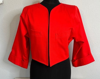 Vintage YSL Blazer 1980s Yves Saint Laurant Haute Couture Damen Jacke kurzer roter Blazer