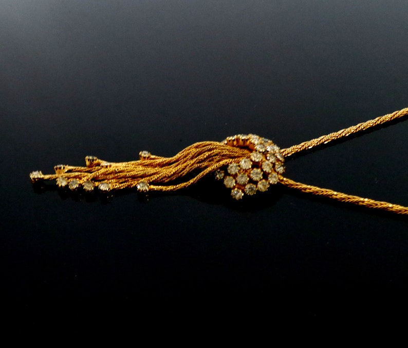 Vintage elegant goldtone rhinestone Waterfall Collier Necklace 60 cm long 35 Grams in excellent vintage condition