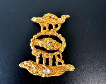 Etruscan Style Brooch Vintage Etruscan Revival Era Museum's Likeness Gold Plated High Quality Rare Brooch