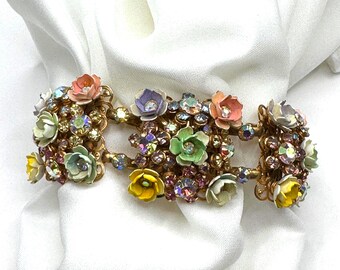 Broche Ronde Vintage Années 80 - Tissu Et Verre, Noir Et Jaune - Occasion Parfait état